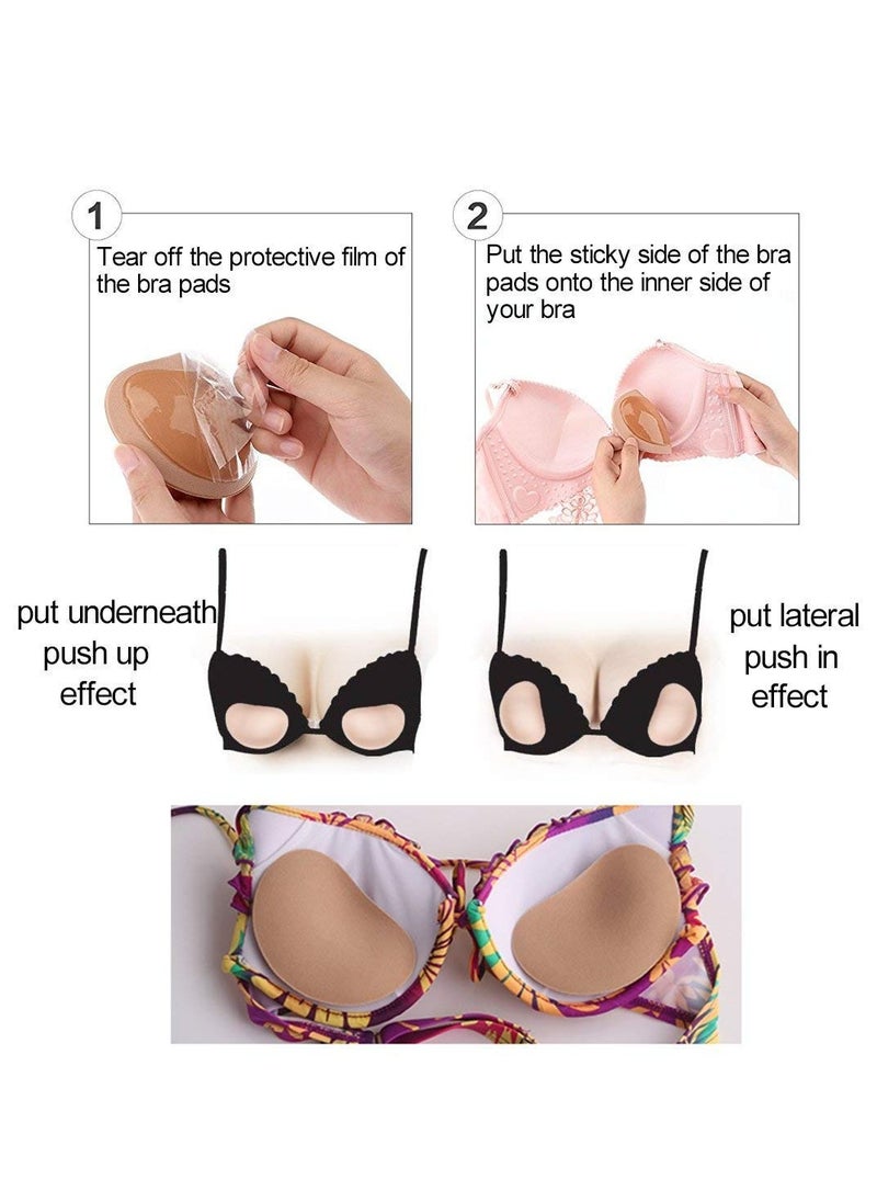 KASTWAVE - 6 Piece Bra Pads Push Up Pads, Self Adhesive Invisible Patch Underwear Pads, Increase Cup Size, Breathable, Reusable, Waterproof, Cleavage Enhancer Pads (Skin and Black) - Image 1