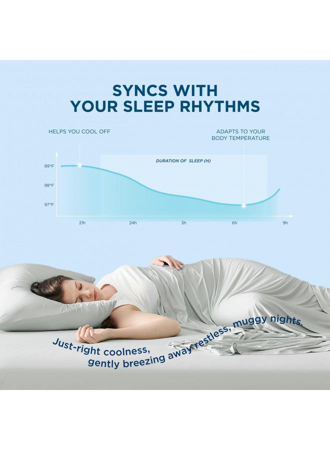 Bedsure Bedsure Breescape Cooling Sheets King, Cooling Sheets for Hot Sleeper, Deep Pocket Up to 17.5", Breathable Bed Sheets, 4 Pieces, Grey Sheet Set  - Image 1