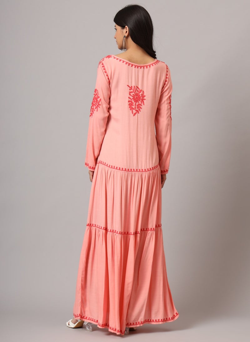 الايا جلابية مطرزة يدوياً لوكنو شيكانكاري قطن - Image 2