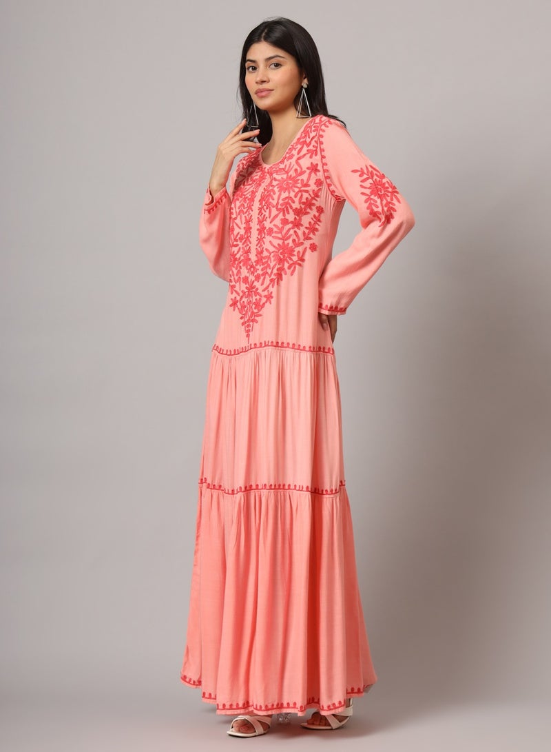 الايا جلابية مطرزة يدوياً لوكنو شيكانكاري قطن - Image 3