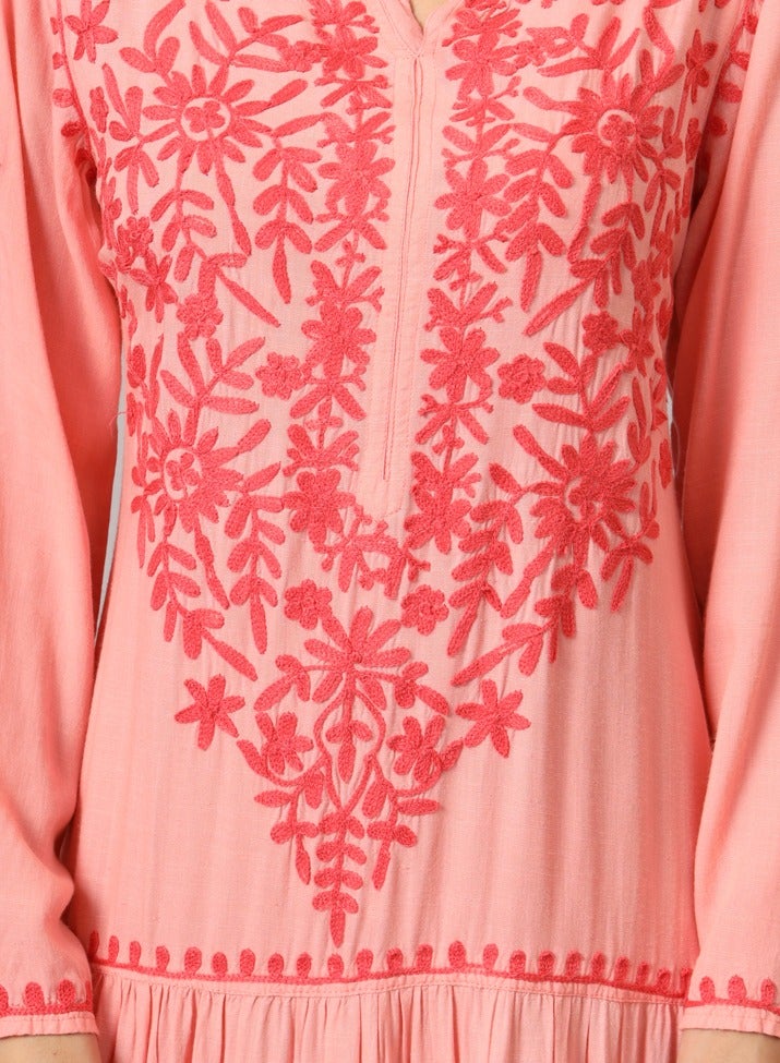 الايا جلابية مطرزة يدوياً لوكنو شيكانكاري قطن - Image 5