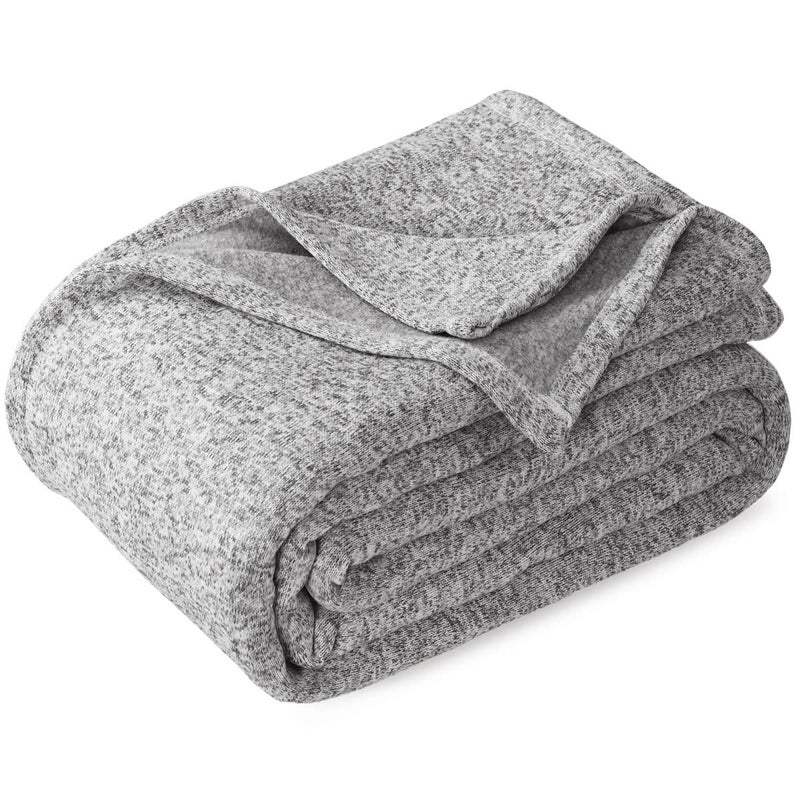KAWAHOME KAWAHOME Summer Sweatshirt Throw Blanket for BedLightweight Breathable BlanketsSoft Thin Knit Jersey Throw Blanket for Hot Sleepers50 X 60 Inches Heather Grey 