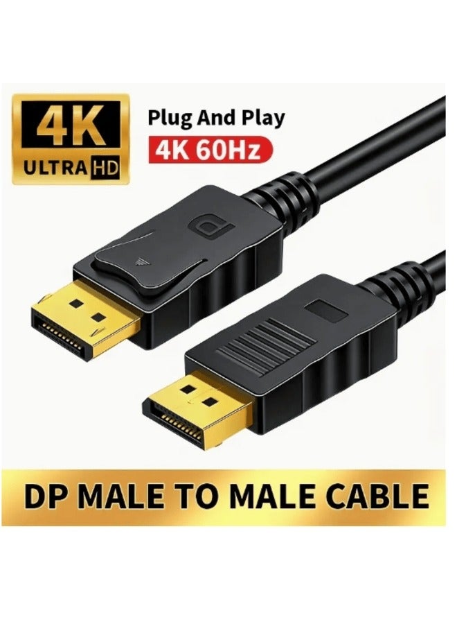 FUJISHKA DisplayPort Cable 4K, DP Male to DP Male Cable1.8m DP Computer Monitor Connection Cable, Gold-Plated DP Cable, DisplayPort Male to Male Cable for Gaming Monitor, Graphics Card, TV, PC, Laptop., Tv Connection, Pc Setup, Durable Design, Sleek Connector, Reliable Performance, Goldplated Connectors, Pc Builders, Home Office Setup Make a long product descrption 100 words - Image 1