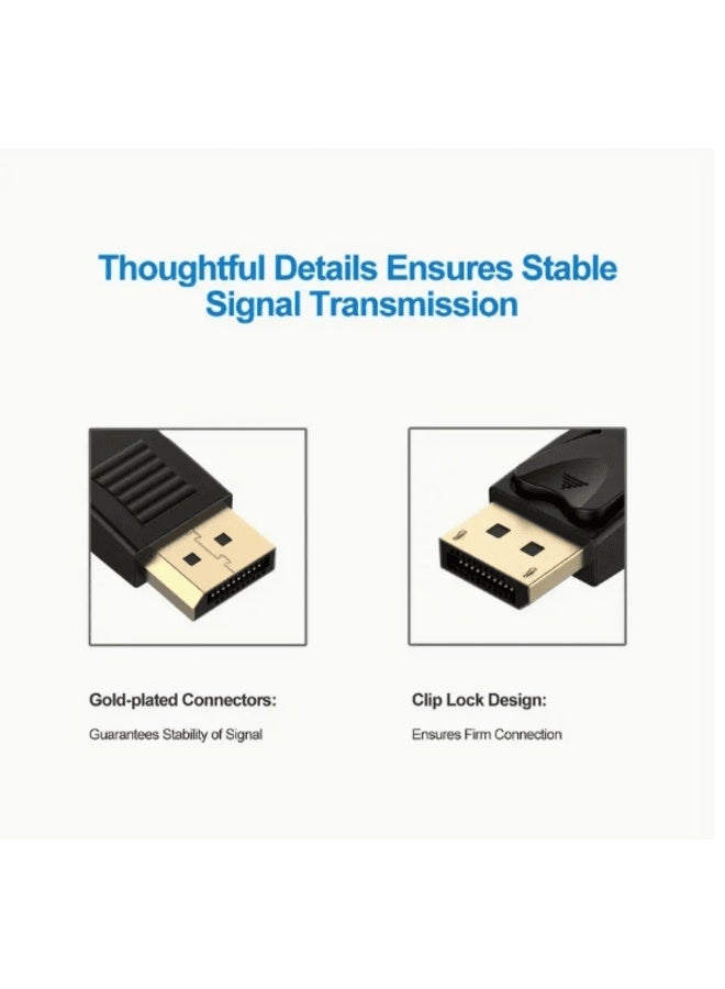 FUJISHKA DisplayPort Cable 4K, DP Male to DP Male Cable1.8m DP Computer Monitor Connection Cable, Gold-Plated DP Cable, DisplayPort Male to Male Cable for Gaming Monitor, Graphics Card, TV, PC, Laptop., Tv Connection, Pc Setup, Durable Design, Sleek Connector, Reliable Performance, Goldplated Connectors, Pc Builders, Home Office Setup Make a long product descrption 100 words - Image 4