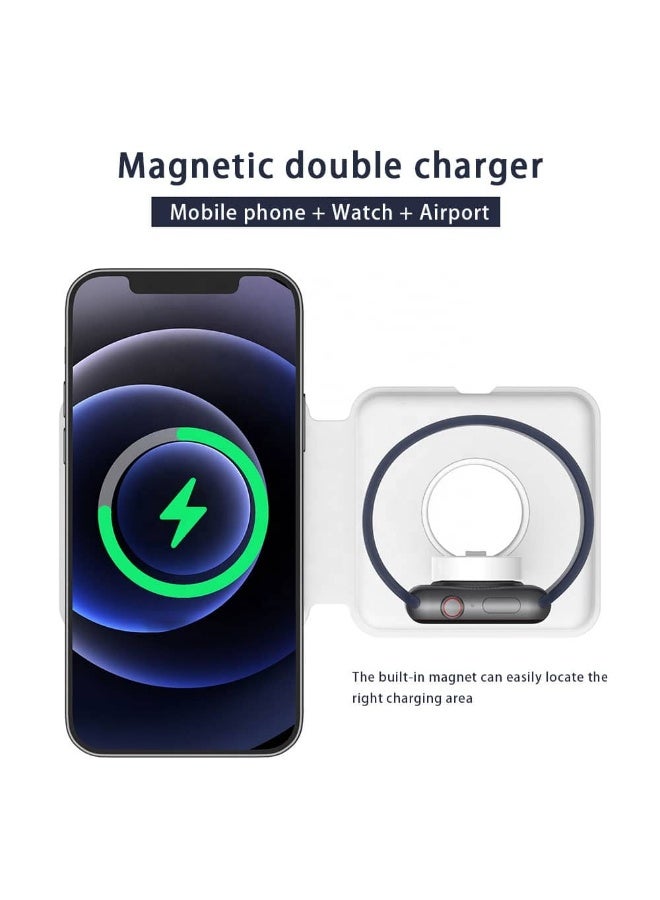 ديجيتبلس شاحن DIGITPLUS القابل للطي MagSafe لأجهزة iPhone وApple Watch - لوحة شحن لاسلكية سريعة 2 في 1 - Image 1