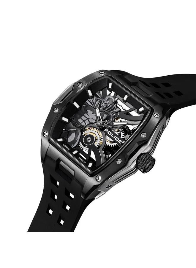 POLICE Limited Edition Gotham Black Dial Black Silicone Strap Analog Watch for Men - 44.5mm