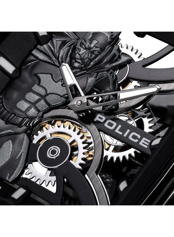 POLICE Limited Edition Gotham Black Dial Black Silicone Strap Analog Watch for Men - 44.5mm