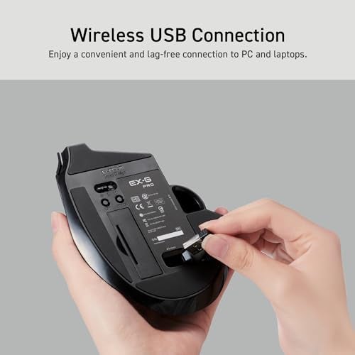 ELECOM Trackball Mouse Wireless, Ergonomic Mouse, 3 Device Connection, Wired (USB), Bluetooth, Track Ball Mouse, Thumb Control, Compatible for PC, Laptop, Mac, Windows, macOS, EX-G Pro (M-XPT1MRXBK) - Image 5