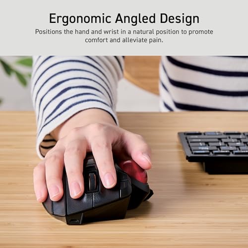 ELECOM Trackball Mouse Wireless, Ergonomic Mouse, 3 Device Connection, Wired (USB), Bluetooth, Track Ball Mouse, Thumb Control, Compatible for PC, Laptop, Mac, Windows, macOS, EX-G Pro (M-XPT1MRXBK) - Image 2