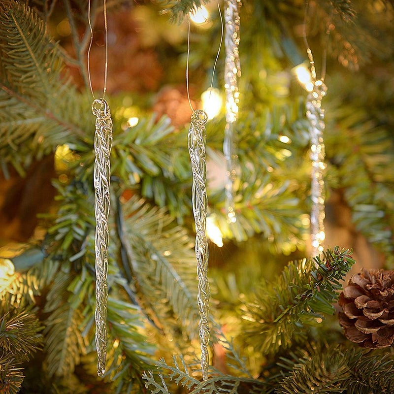 Kurt Adler Glass Icicle Christmas Ornaments Set of 12 - Image 2