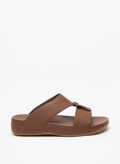 لو كونفورت Men's Textured Arabic Sandals with Buckle Detail