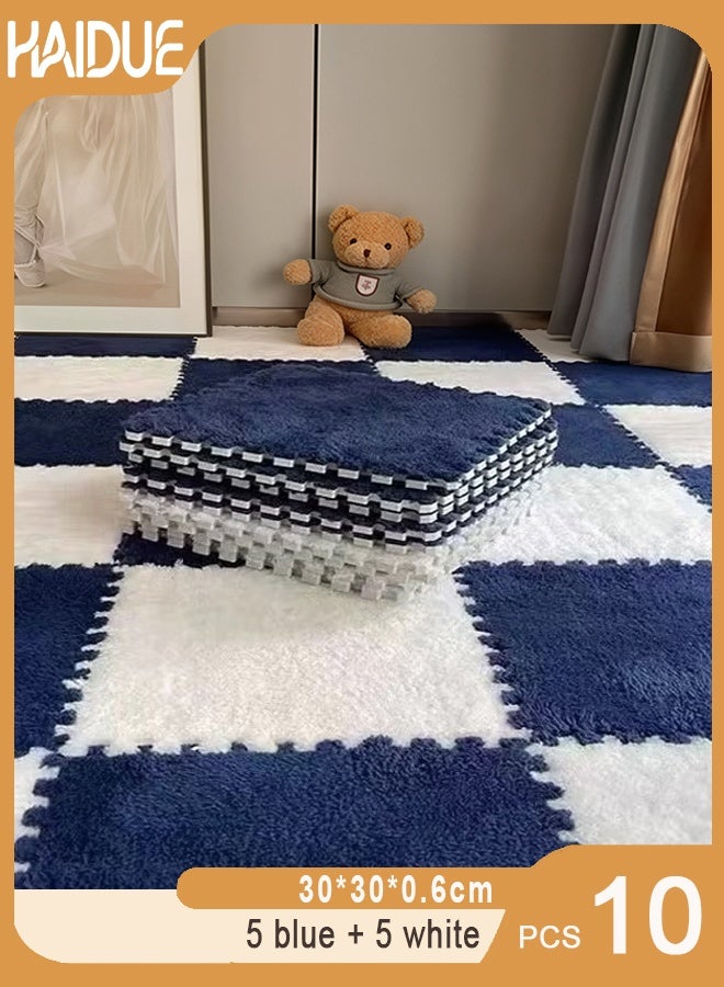 Haidue 10-Piece Plush Splicing Floor Mat Eva Foam Square Custom Carpet Villus Washable Baby Crawling Carpet Tiles - Image 1