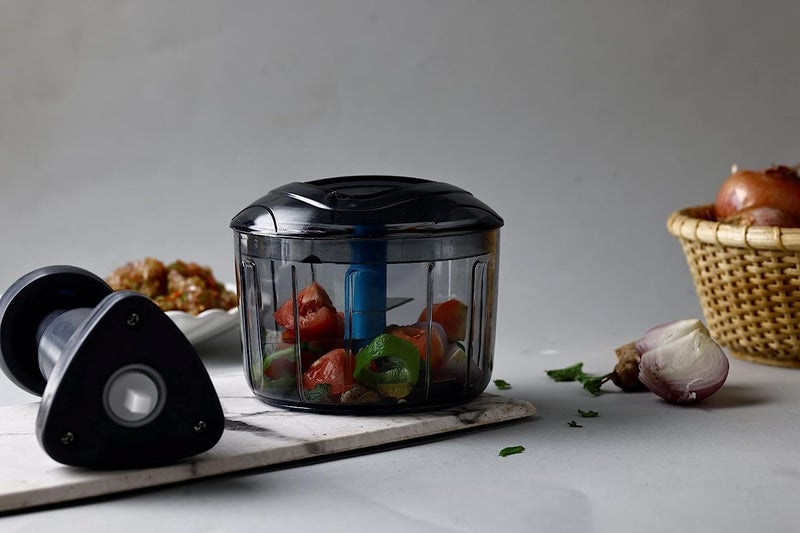TGS Manual Hand Press Bingo Push Chopper with 3 Blades for Effortless Chopping Vegetables Fruits Assorted 725 ml Plastic - Image 3