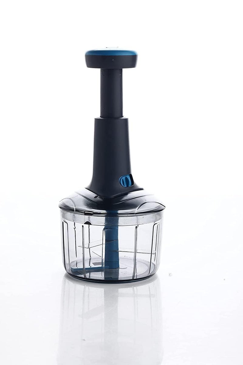 TGS Manual Hand Press Bingo Push Chopper with 3 Blades for Effortless Chopping Vegetables Fruits Assorted 725 ml Plastic - Image 1