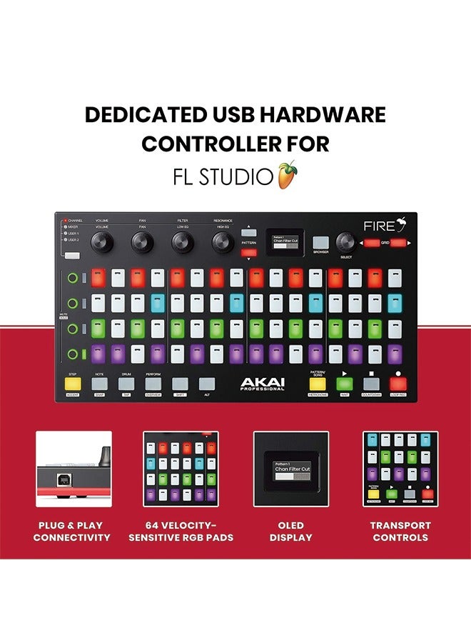 Akai Professional AKAI Professional Fire (Controller Only) – USB MIDI Controller for FL Studio with 64 pad RGB Clip / Drum Pad Matrix  - Image 2