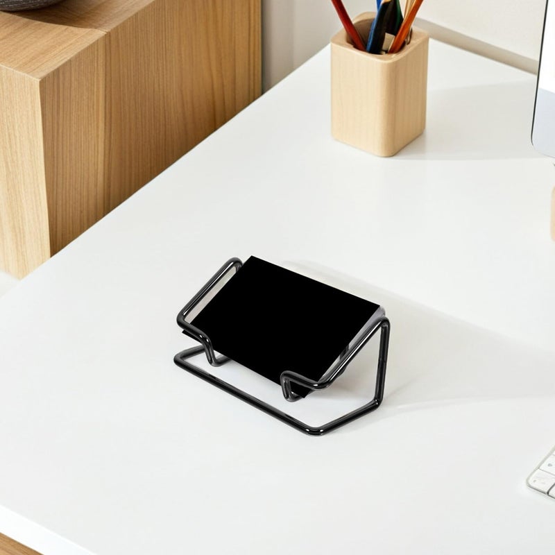Metal Business Card Holder Stand 2 Pcs Wrought Iron Desk Organizer for Office Home - Image 5