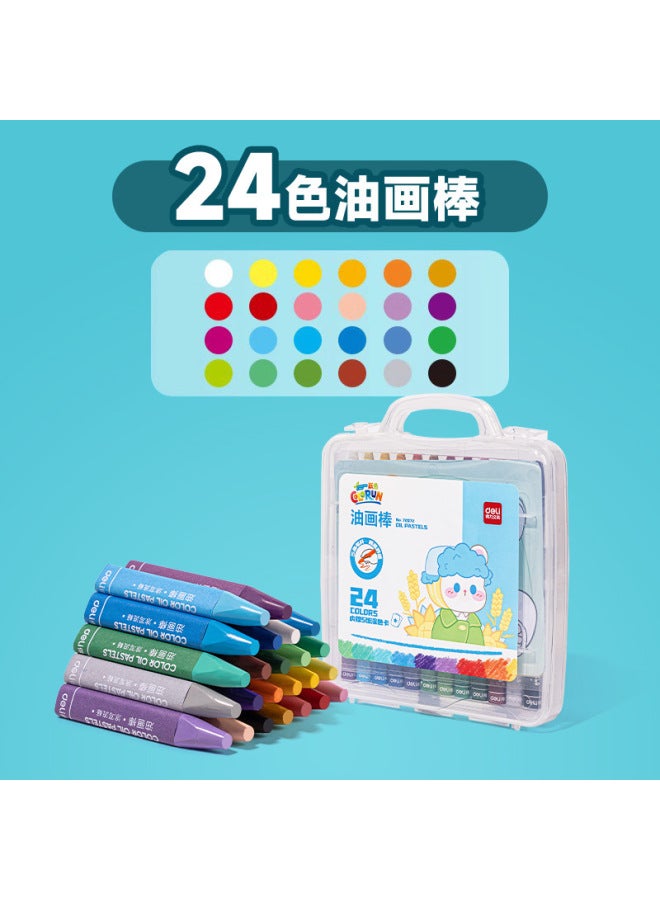Deli Oil Painting Stick Primary School Kindergarten Children Color Crayon 12 Color 24 Color Drawing Pen Painting - Image 1