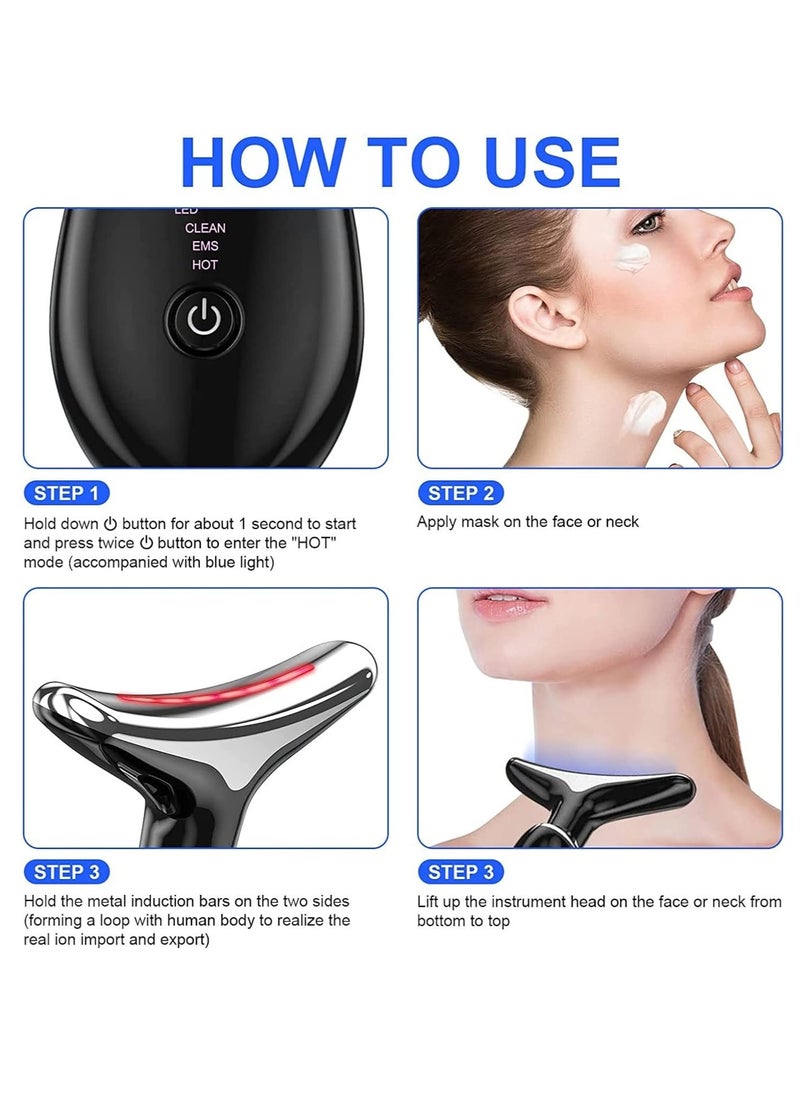 Scrolls Facial Neck Lifting Machine Sonic Face Massager Beauty Device,Wrinkles Remover Skin Rejuvenation Anti-aging Rechargeable 3 Modes, Black  - Image 4