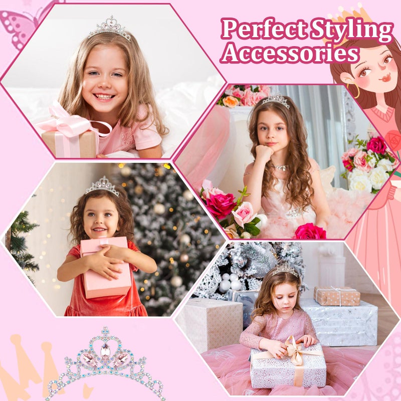 KICOSY Tiara for Girls Pink Princess Headband Princess Crown Crystal Tiara Headband Birthday Hairband for Women Gilrs Crown Pageant Party - Image 5