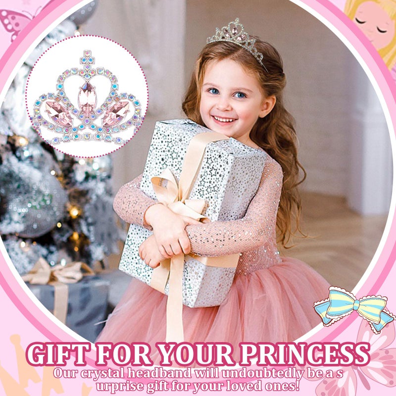 KICOSY Tiara for Girls Pink Princess Headband Princess Crown Crystal Tiara Headband Birthday Hairband for Women Gilrs Crown Pageant Party - Image 3