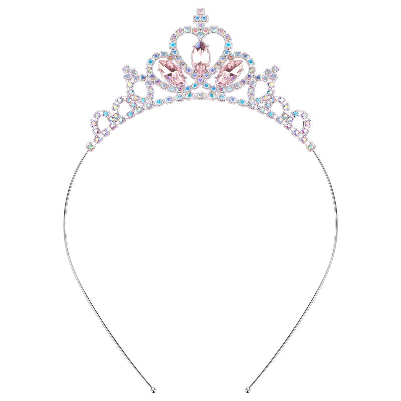 KICOSY Tiara for Girls Pink Princess Headband Princess Crown Crystal Tiara Headband Birthday Hairband for Women Gilrs Crown Pageant Party - Image 1