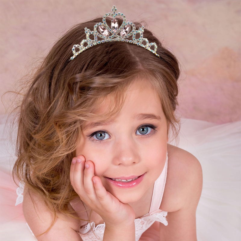 KICOSY Tiara for Girls Pink Princess Headband Princess Crown Crystal Tiara Headband Birthday Hairband for Women Gilrs Crown Pageant Party - Image 2