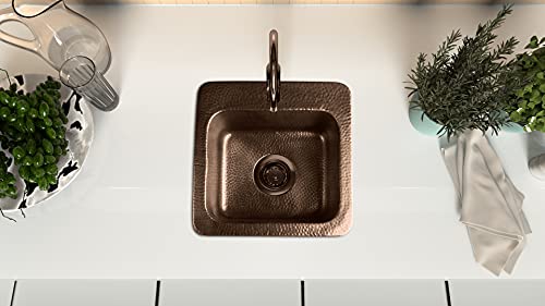 Monarch Abode 15-inch Hand Hammered Pure Copper Baxter Drop in Small Bar Sink, Home & Bar Sinks with Faucet Hole for Wet Kitchen, Drop in RV Sink, Kitchen Sinks - Image 3