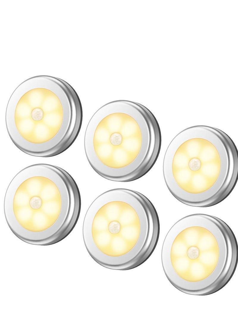 Lommyka 6pcs Under Cabinet LED Lights with Sensor Warm White, Sticky, Spotlights for Corridor, Bathroom, Bedroom, Kitchen  - Image 1