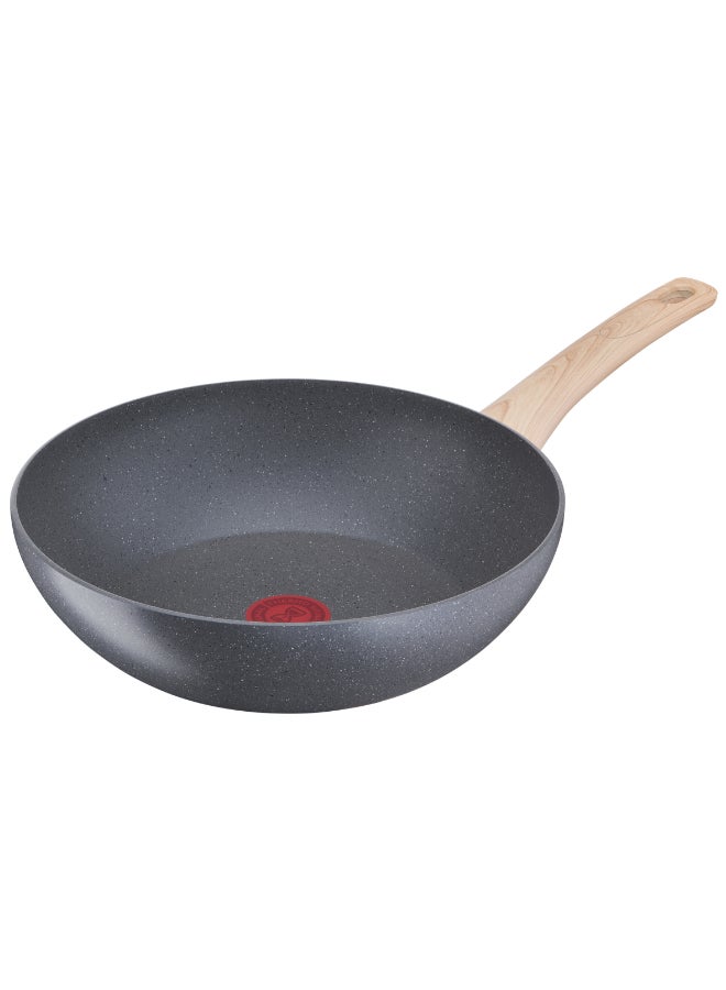 TEFAL Wok Pan | Natural Force 28cm Frying Pan |Easy cleaning |Mineralia+ non-stick coating |Natural minerals|Thermo-signal|Healthy cooking| Stir Fries |Safe| Made in France| 2 Years Warranty|G2661932 Grey - Image 1