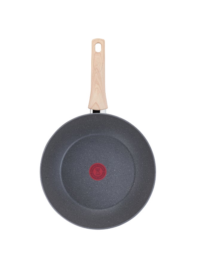 TEFAL Wok Pan | Natural Force 28cm Frying Pan |Easy cleaning |Mineralia+ non-stick coating |Natural minerals|Thermo-signal|Healthy cooking| Stir Fries |Safe| Made in France| 2 Years Warranty|G2661932 Grey - Image 2