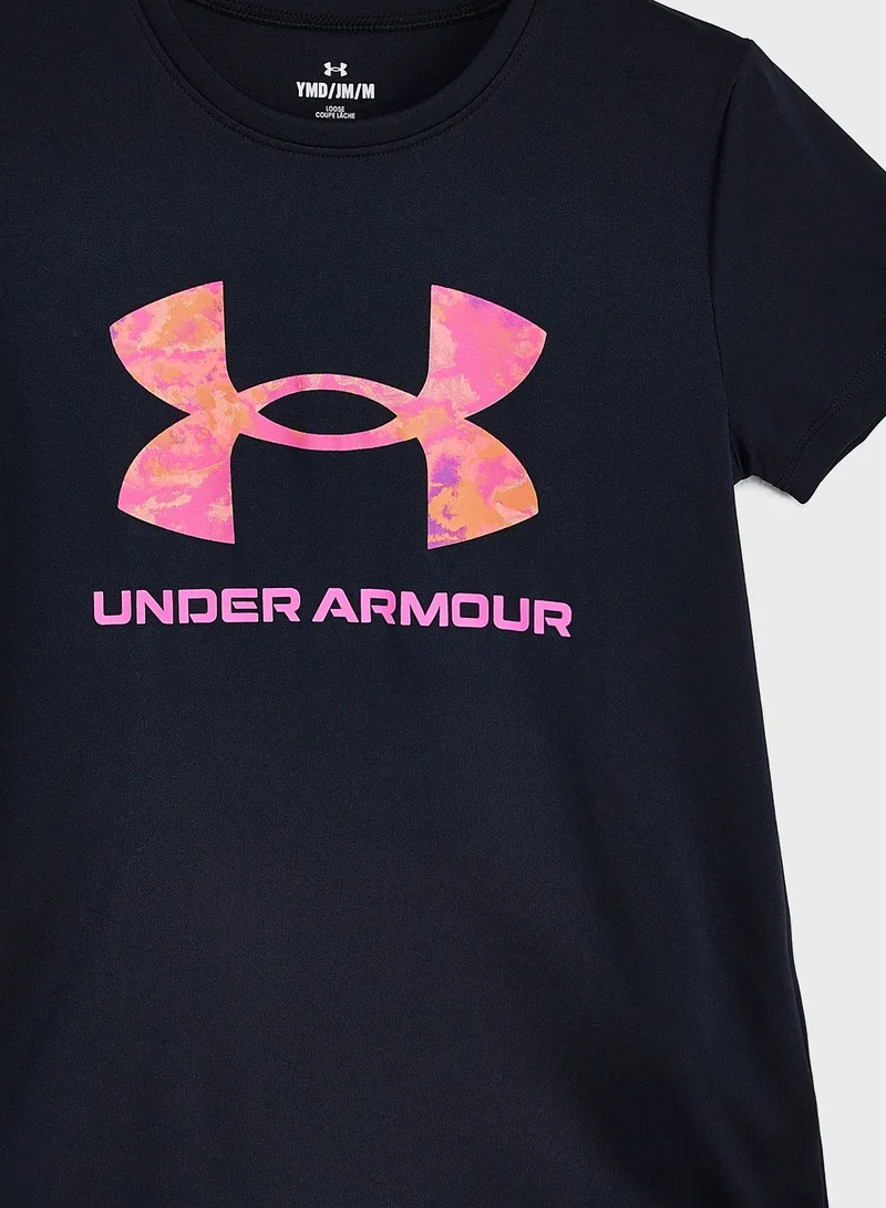 UNDER ARMOUR Youth Tech Print Big Logo T-Shirt