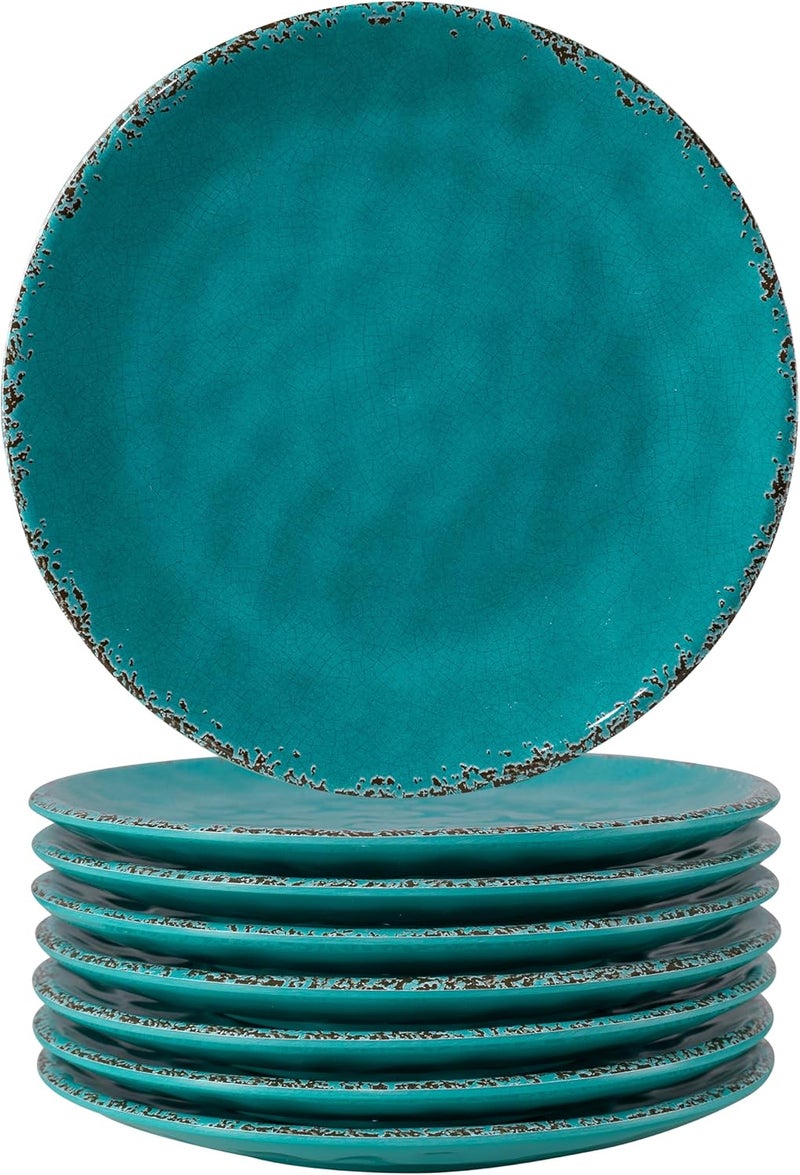 ZAROCRUS Melamine Dessert Plate 6 inch Small Dinner Plates Set of 8 Vintage Appetizer Plate Serving Dishes Small Serving Plates Party Plates for Fruit Snack Side Dishes Teal - Image 1