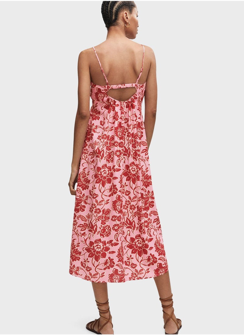 MANGO - Strappy Floral Printed Dress - Image 1