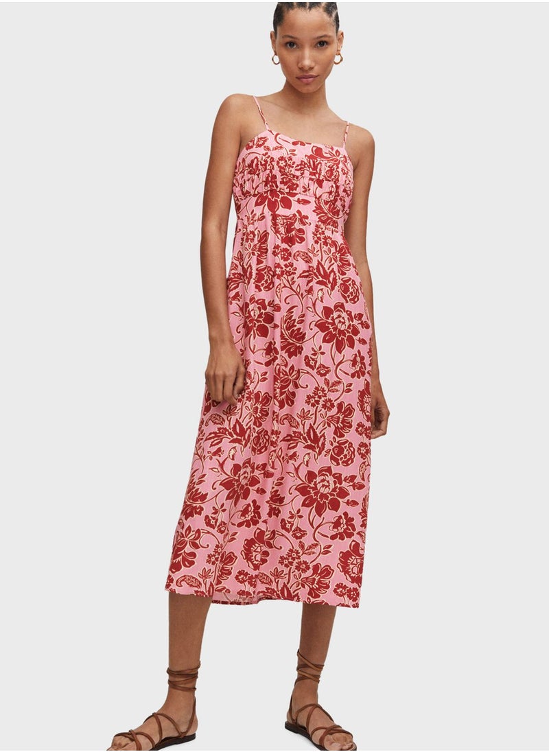 MANGO - Strappy Floral Printed Dress - Image 1