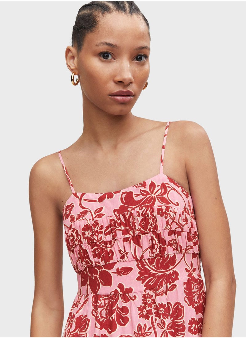 MANGO - Strappy Floral Printed Dress - Image 1