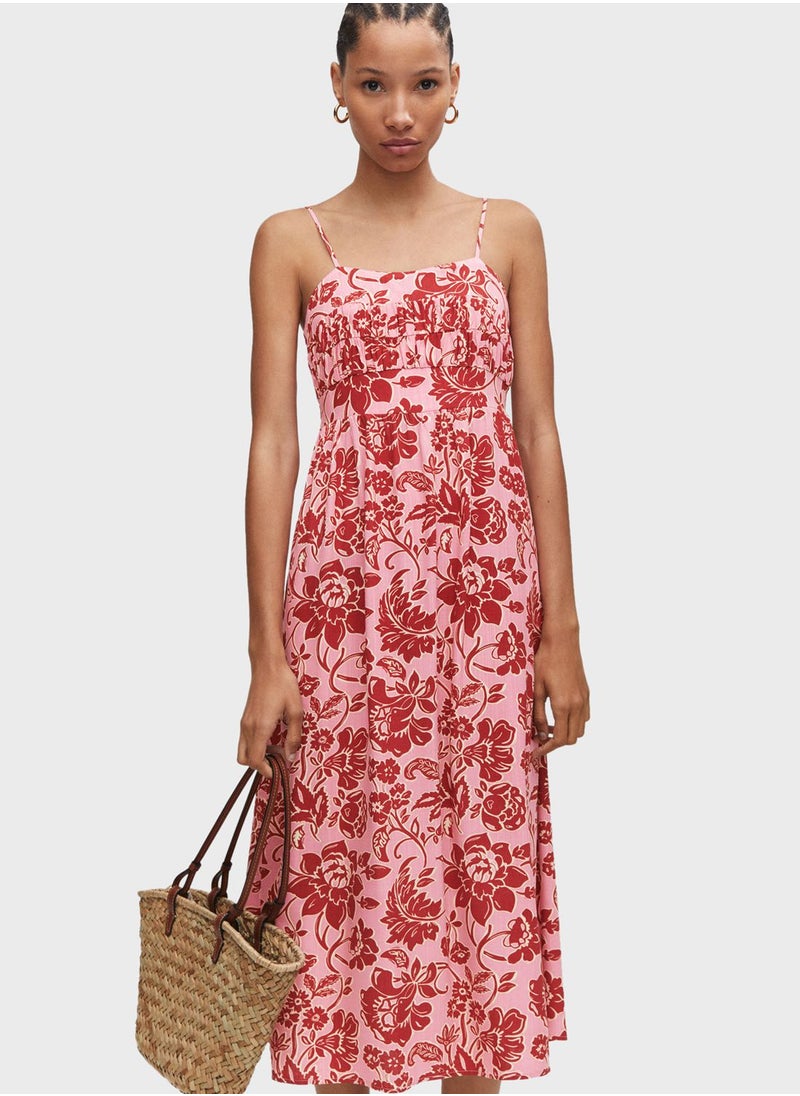 MANGO - Strappy Floral Printed Dress - Image 1