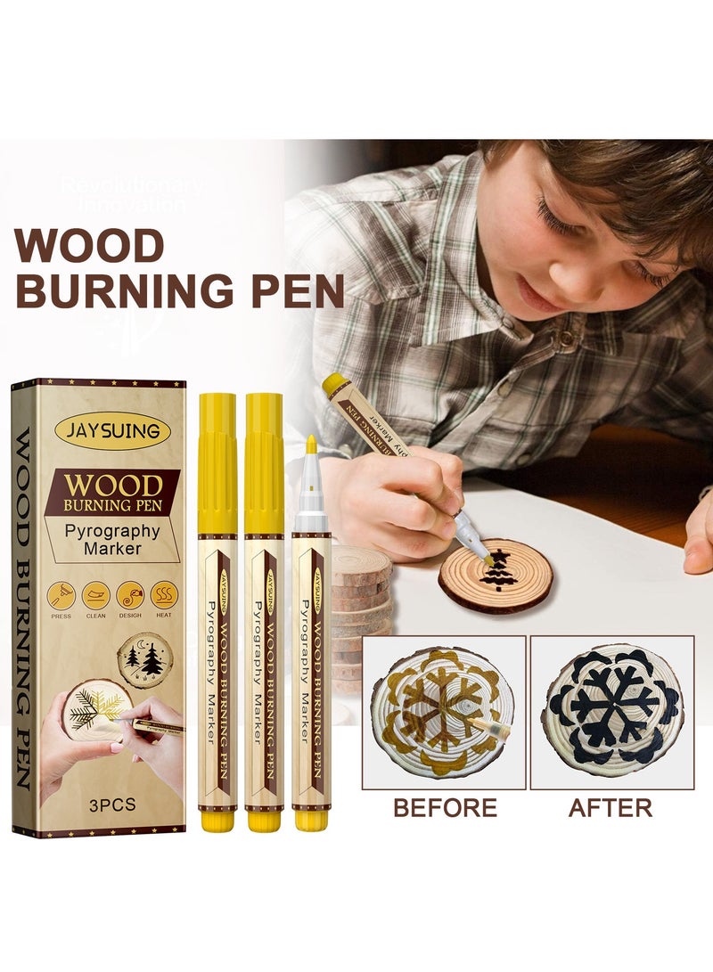 Wood Burning Pen , Heat Sensitive Double Sided Marker for Wood and Crafts Marking Pen 3pcs - Image 1