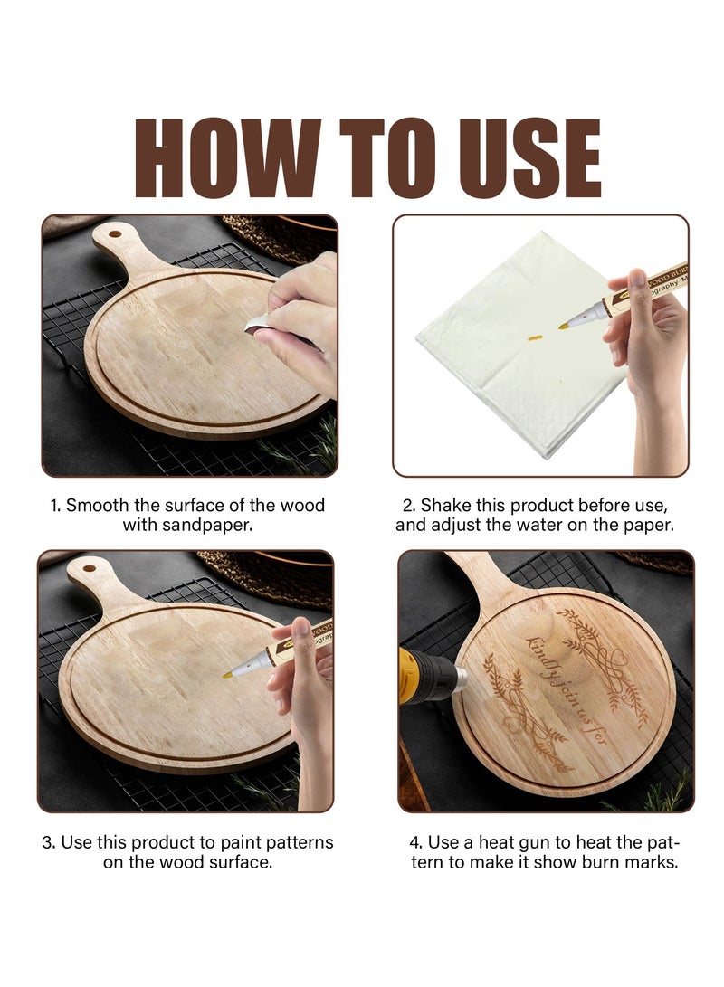 Wood Burning Pen , Heat Sensitive Double Sided Marker for Wood and Crafts Marking Pen 3pcs - Image 5