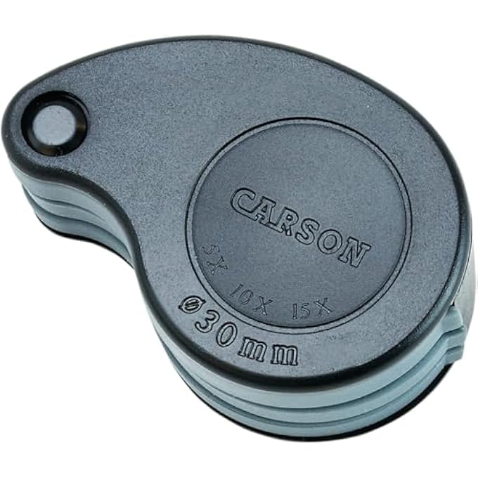 Carson TRIVIEW 5X/10X/15X FOLDING LOUPE MAGNIFIER WITH BUILT-IN CASE (TV-15), BLACK - Image 5