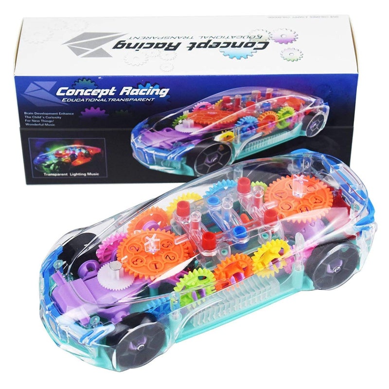 iChoice ™ Transparent Concept Racing Car Toy with Light & Sound, Gear Simulation Mechanical Transparent Car with 360 Degree Rotating 3D Concept Car Toy for Kids (Concept Car) - Image 3