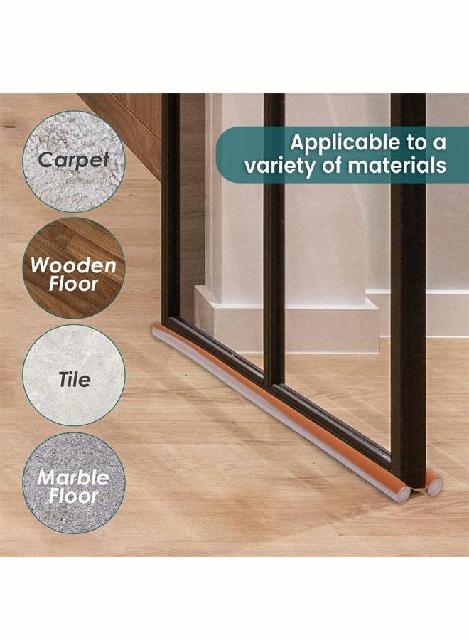 Twin Under Door Draft Stopper, 95cm Adjustable Window Breeze Blocker, Draft Guard Weather Stripping, Detachable & Washable Sound Proof Door Sweeps Noise Reduction Door Seal for Gap Seal(Brown))