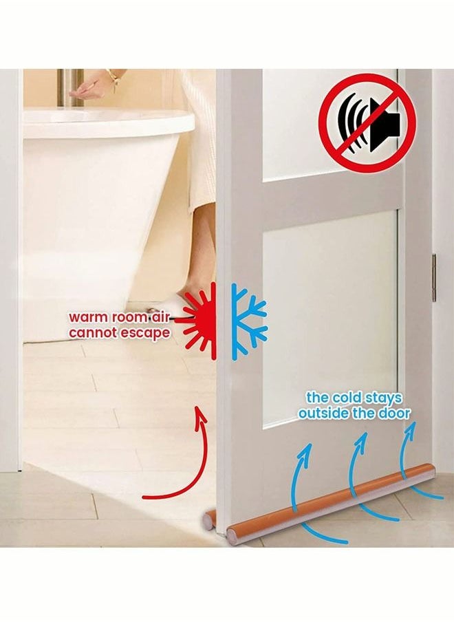 Twin Under Door Draft Stopper, 95cm Adjustable Window Breeze Blocker, Draft Guard Weather Stripping, Detachable & Washable Sound Proof Door Sweeps Noise Reduction Door Seal for Gap Seal(Brown))