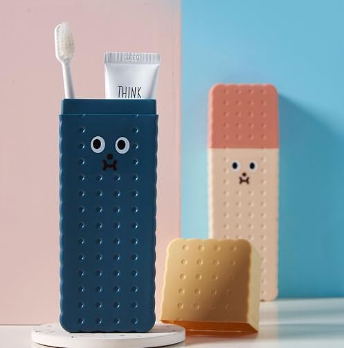 Sevia Pack of 2 Cute Cartoon Shape Travel Toothbrush Case Cover Holder Portable Toothbrush Storage Box Container Plastic Toothbrush Holder Bathroom Organizer Accessories Set - Image 3