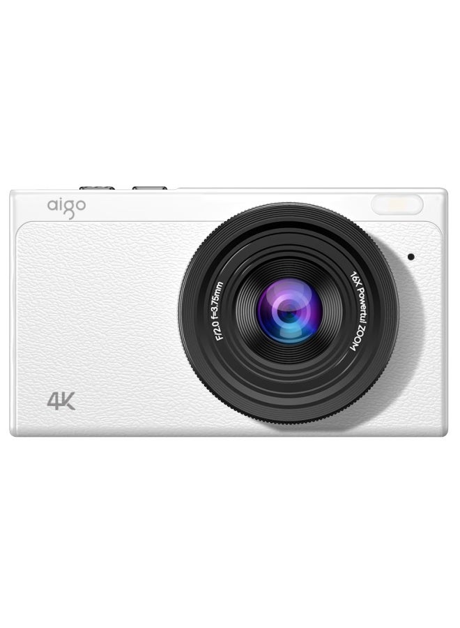 Aigo Patriot D1 Student Digital Camera Birthday Gift For Girls Entry-level Hd Travel Campus Compact Retro Ccd Dual Camera White 32gb