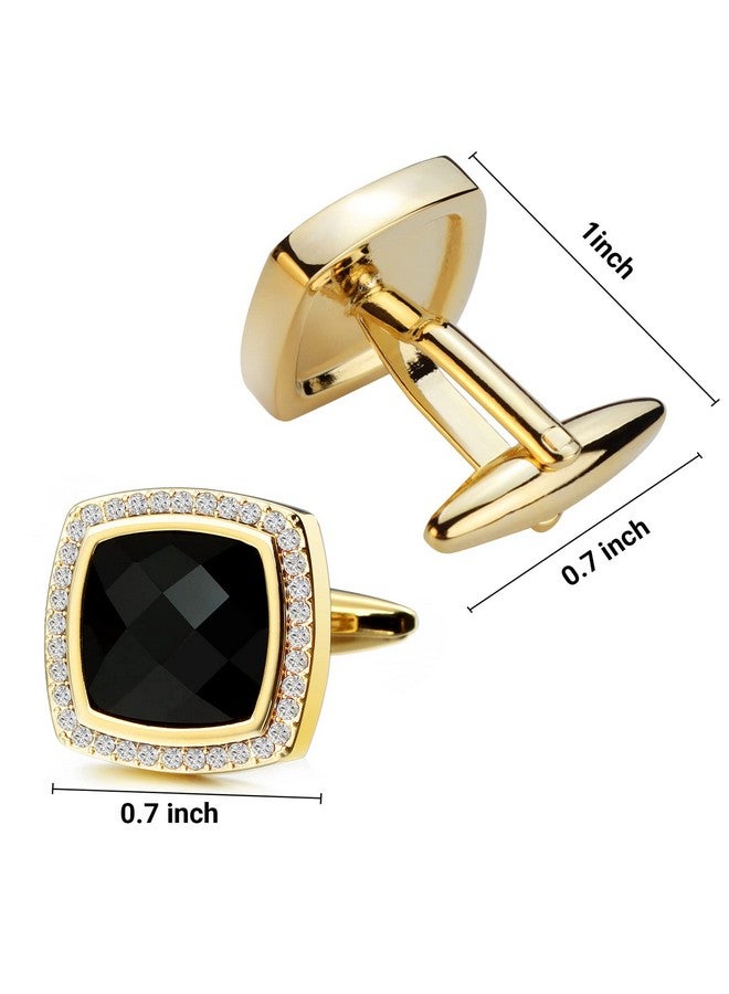 هاوسن أزرار أكمام للرجال، أزرار أكمام من الكريستال الذهبي والألماس للعريس والزوج، هدايا شخصية، أزرار أكمام رسمية لحفلات الزفاف للرجال، أزرار أكمام فاخرة رائعة لإكسسوارات القمصان الفرنسية - Image 2