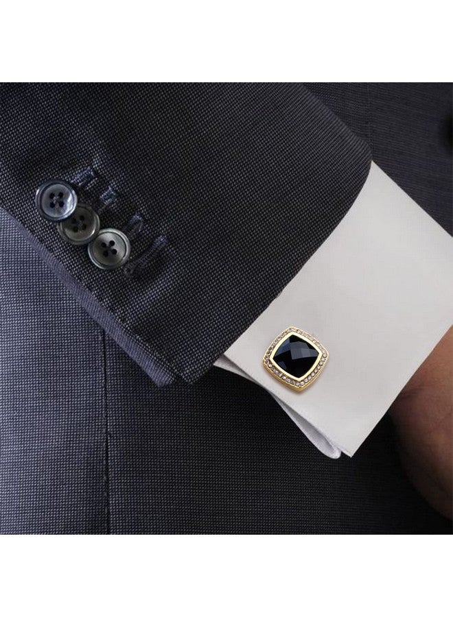 هاوسن أزرار أكمام للرجال، أزرار أكمام من الكريستال الذهبي والألماس للعريس والزوج، هدايا شخصية، أزرار أكمام رسمية لحفلات الزفاف للرجال، أزرار أكمام فاخرة رائعة لإكسسوارات القمصان الفرنسية - Image 3