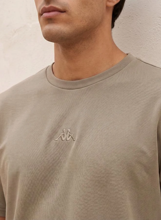 Kappa Beige Kappa Logo Embroidered T-shirt for Men | Best Price UAE
