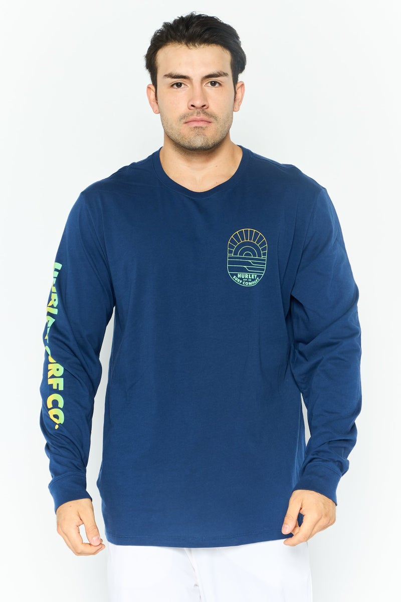 Hurley Men Sportswear Fit Long Sleeve Outdoor Sweatshirt, Navy Blue  - Image 1