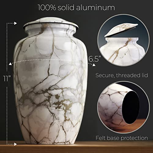 RESTAALL Darby Stone Finish Aluminum Ashes urns for Men. Cremation urns for Adult Male. Funeral urns for Human Ashes Adult Female. - Image 3