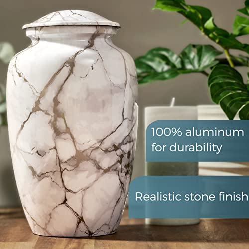 RESTAALL Darby Stone Finish Aluminum Ashes urns for Men. Cremation urns for Adult Male. Funeral urns for Human Ashes Adult Female. - Image 4
